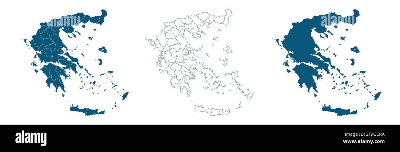 Greece Vector Map Regions Isolated. Vector illustration Stock Vector