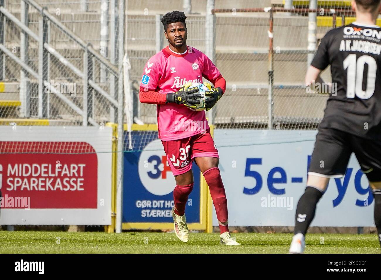 Odense, Denmark. 18th Apr, 2021. Goalkeeper Sayouba Mande (30) of OB seen during the 3F Superliga match between Odense Boldklub and Sonderjyske at Nature Energy Park in Odense. (Photo Credit: Gonzales Photo/Alamy Live News Stock Photo