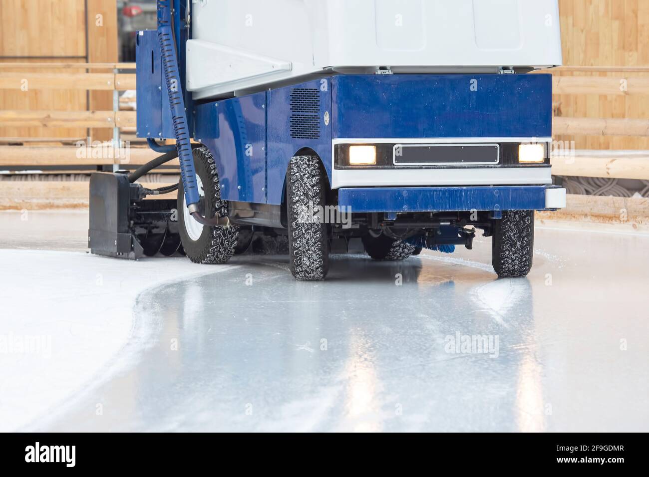 special machine ice harvester cleans the ice rink. transport industry