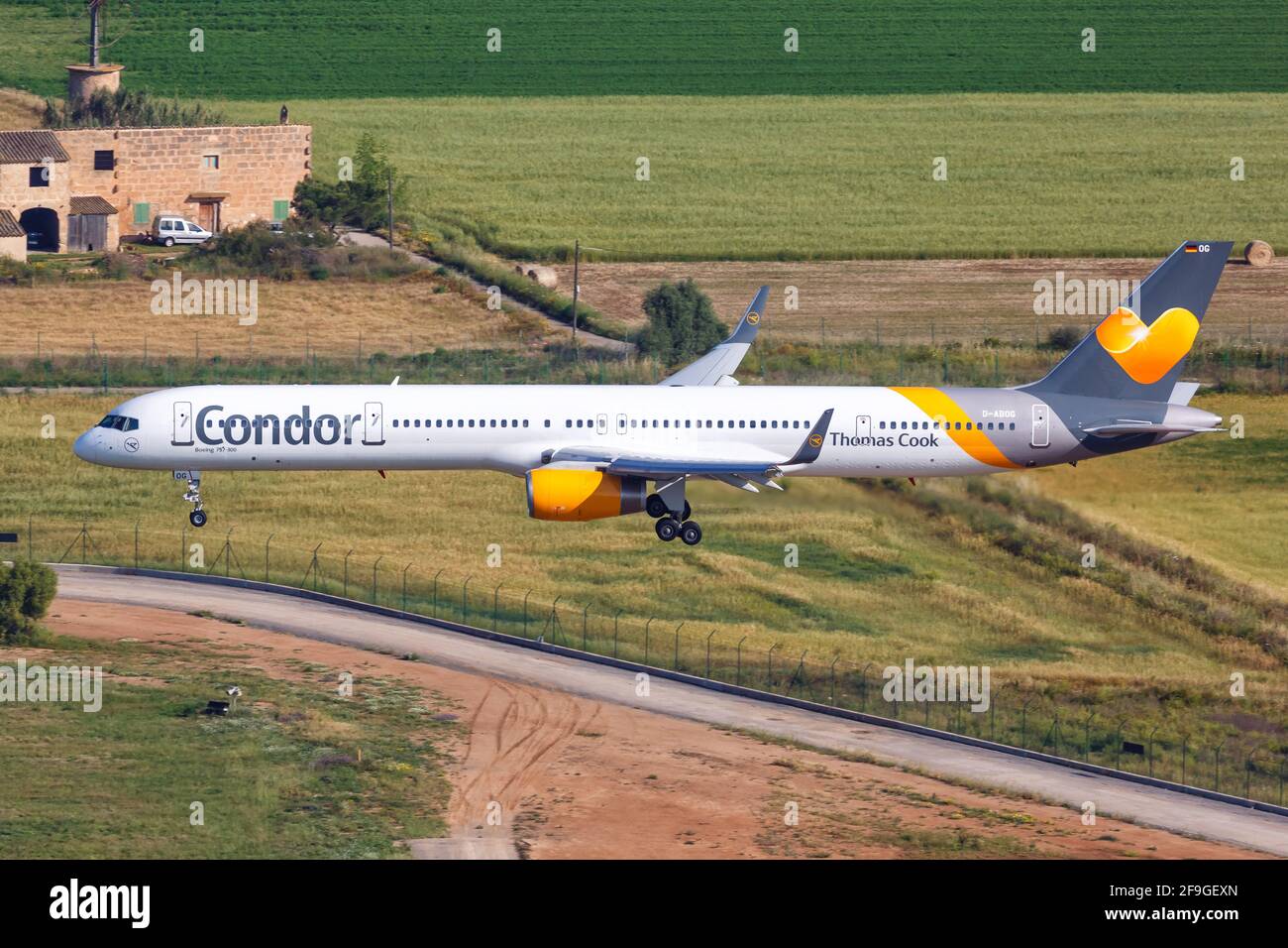 Palma de Mallorca, Spain - May 11, 2018: Condor Boeing 757 airplane at Palma de Mallorca Airport (PMI) in Spain. Boeing is an aircraft manufacturer ba Stock Photo
