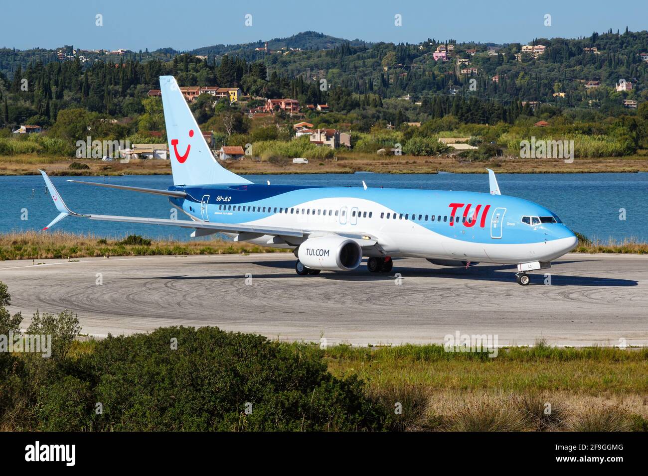 Corfu, Greece 15. September 2017 TUI Airlines Belgium Boeing 737 at Corfu airport (CFU) in