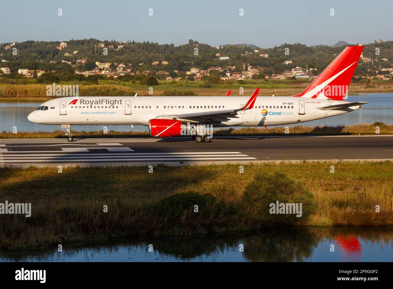 Corfu, Greece – 13. September 2017: Royal Flight Boeing 757 at Corfu airport (CFU) in Greece. Boeing is an aircraft manufacturer based in Seattle, Was Stock Photo
