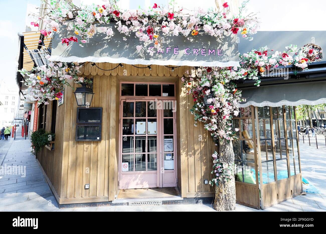 Paris, FranceApril 17, 2021 Cafe Creme is traditional French cafe