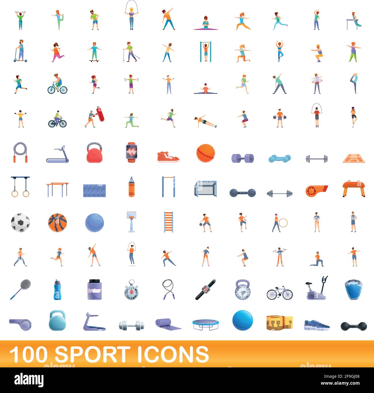 100 sport icons set. Cartoon illustration of 100 sport icons vector set ...