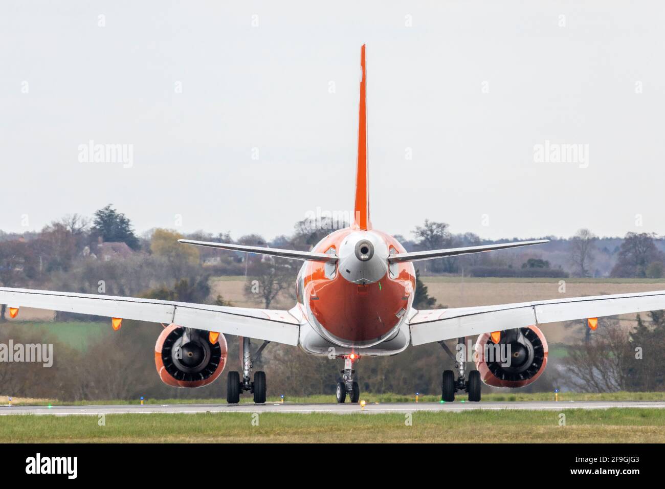 easyJet Airbus A320 NEO registration G-UZHW taxying on April 16th 2021 at London Luton Airport, Bedfordshire, UK Stock Photo