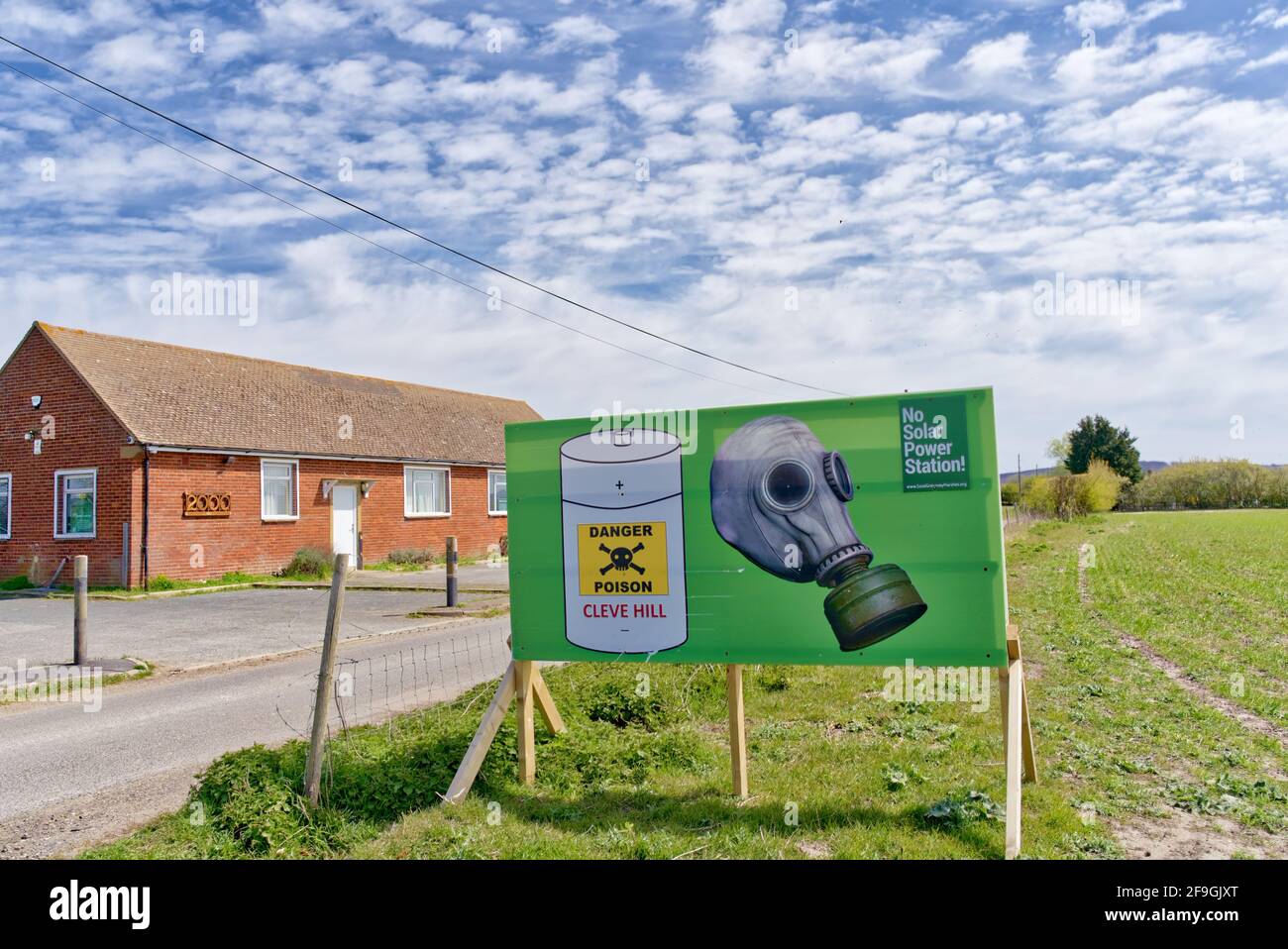 Cleve Hill solar power station, NO solar power station campaign, Kent, Engand Stock Photo