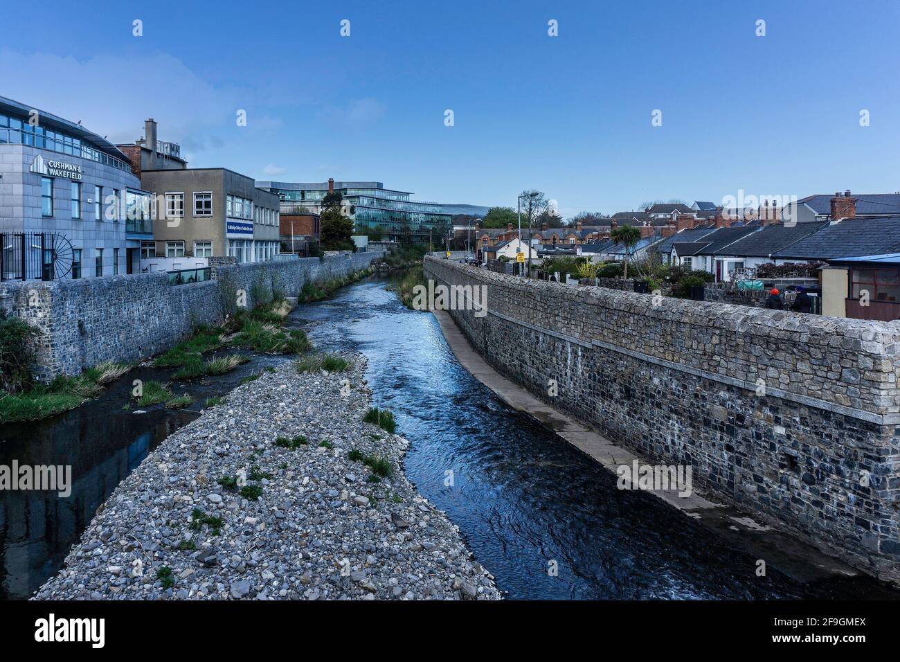 The Dodder River in Dublin, Ireland seen here flowing through