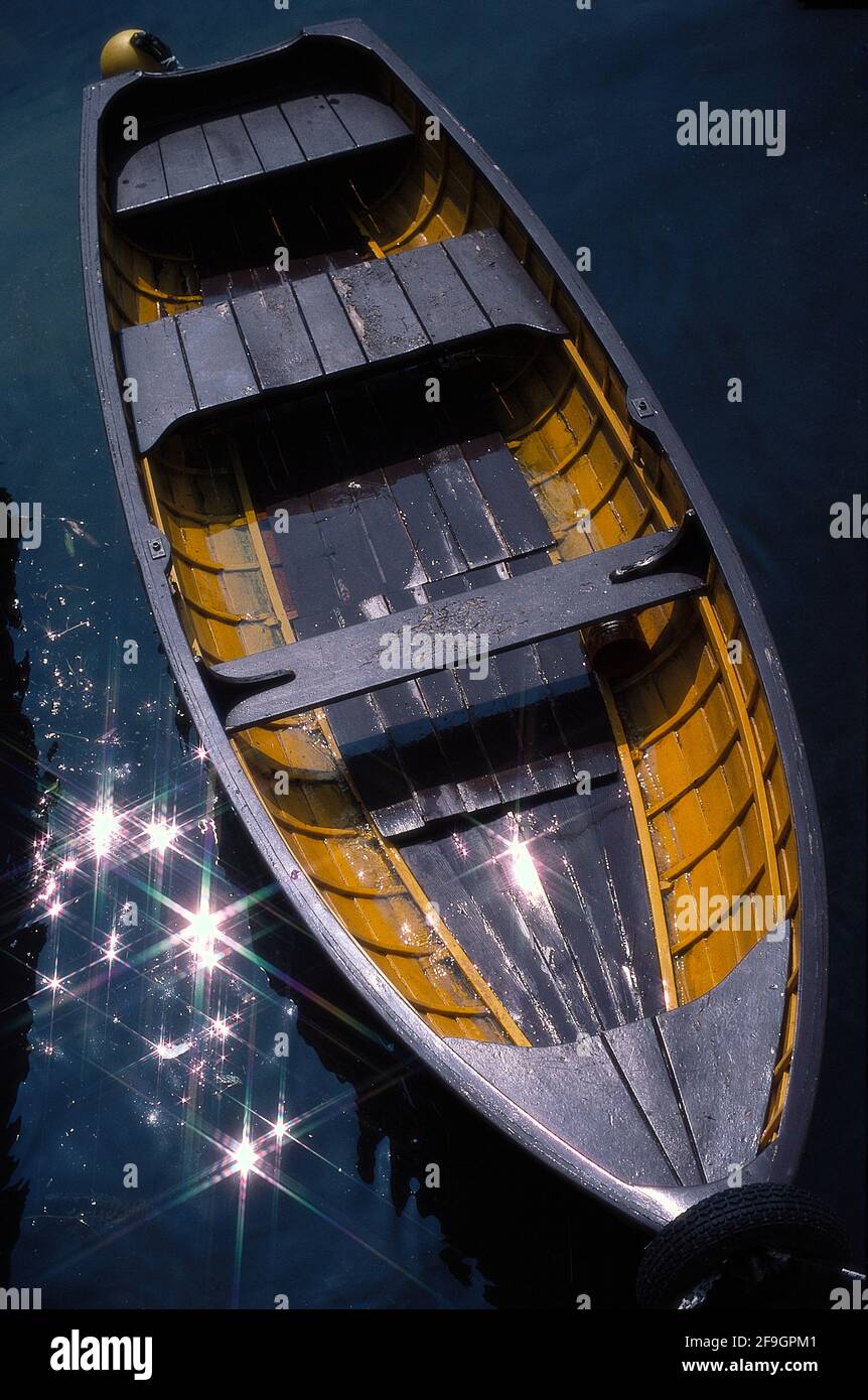 Boat on the stars - Lierna - Italy 1984 (Photo on photographic film) Stock Photo