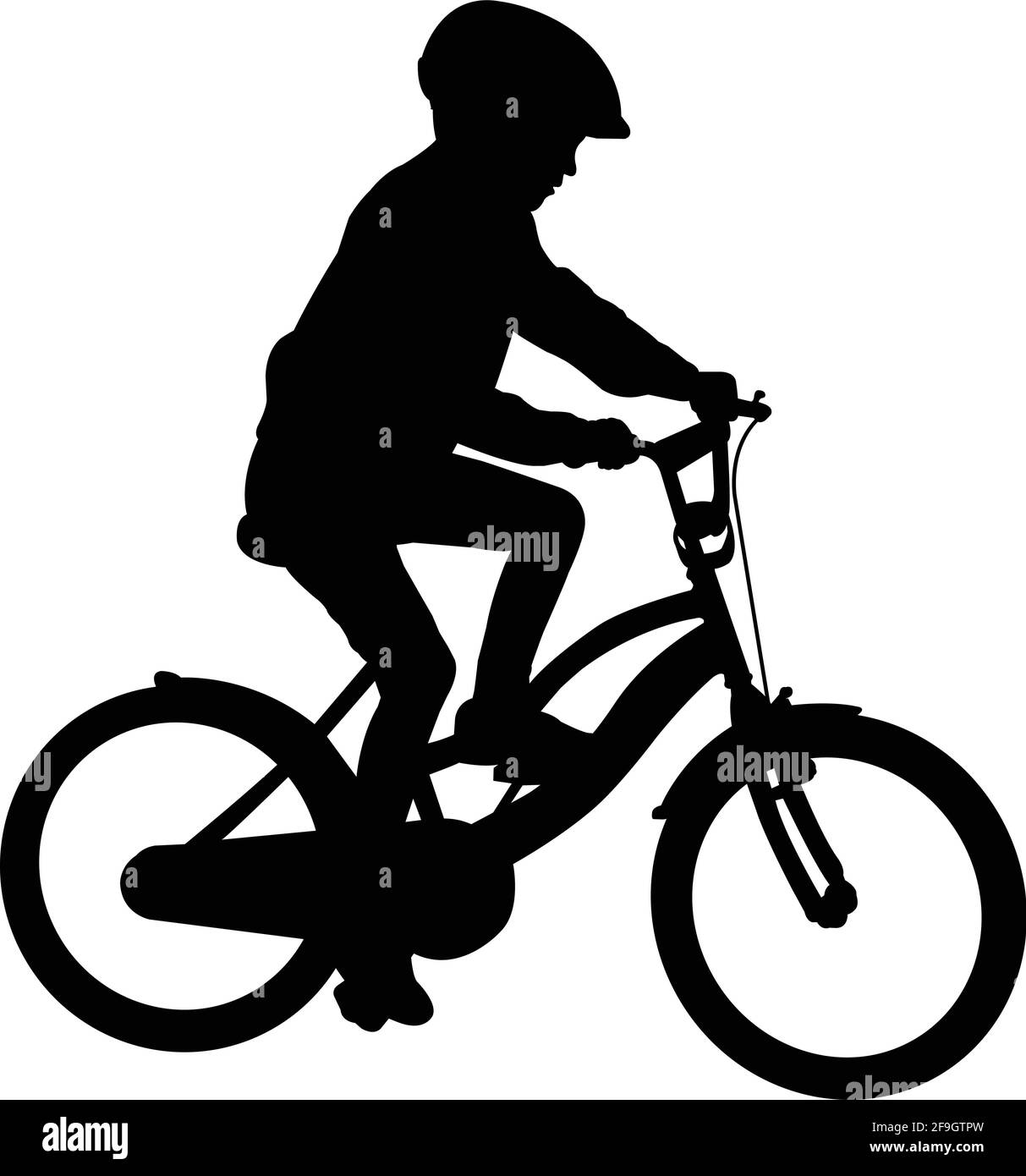 school child bicyclist silhouette - vector Stock Vector