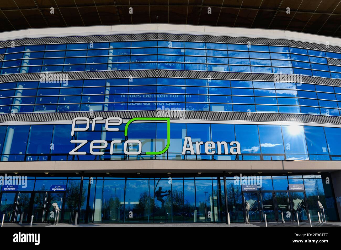 Entrance area main grandstand, VIP zone, PreZero Arena, Sinsheim, Baden-Wuerttemberg, Germany Stock Photo
