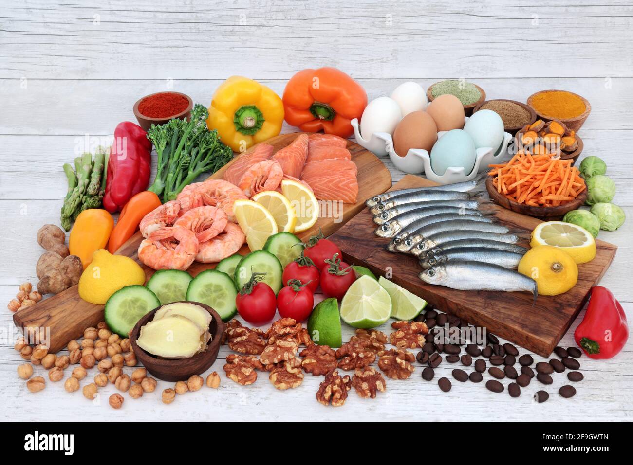 Healthy food for a low cholesterol diet with foods high in protein