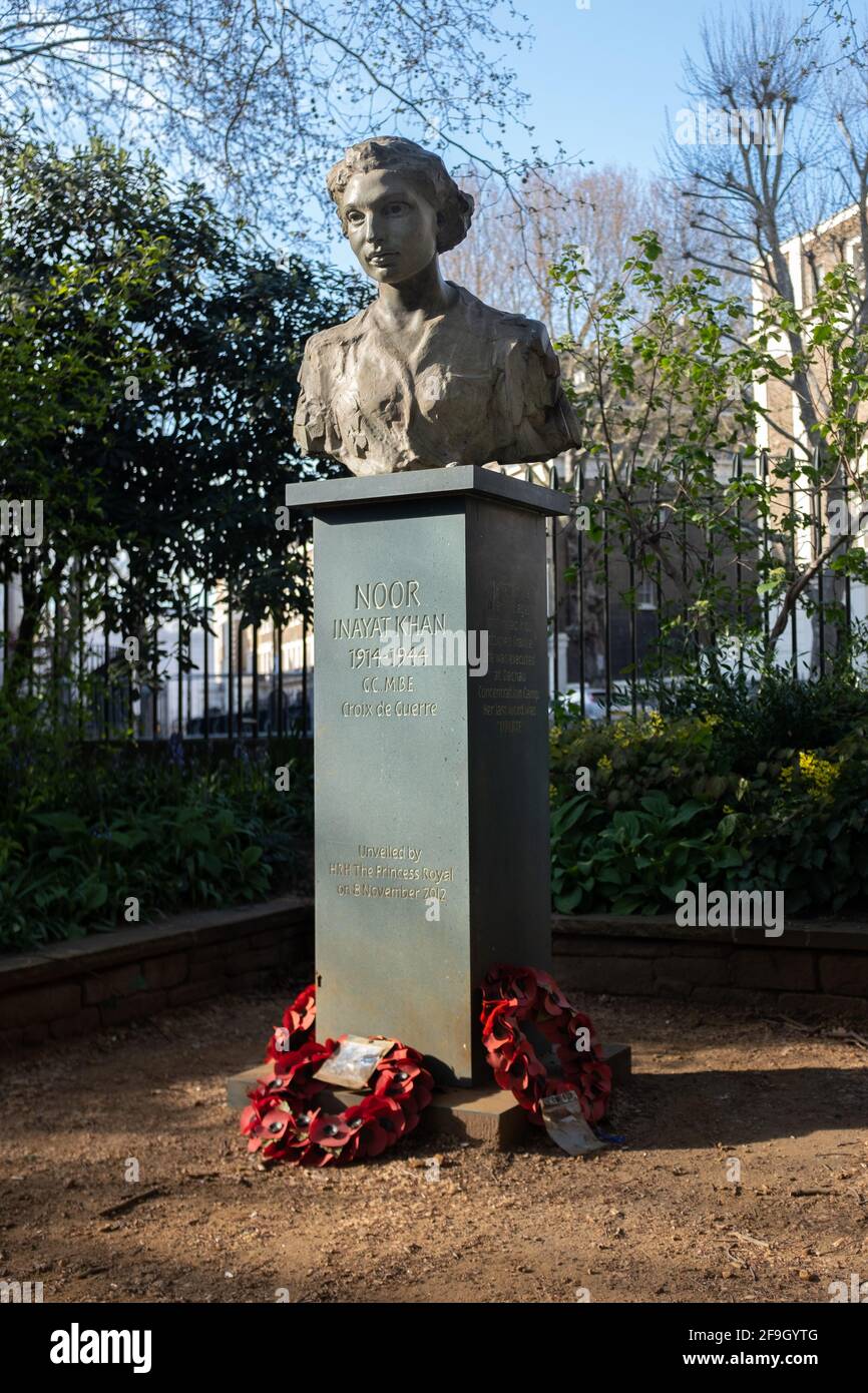 Bust to Noor Inayat Khan, Gorden Square, Bloosmbury, London, UK Stock Photo