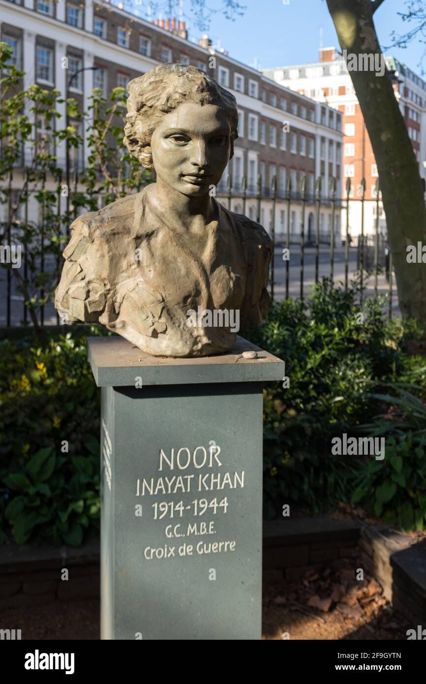 Bust to Noor Inayat Khan, Gorden Square, Bloosmbury, London, UK Stock Photo
