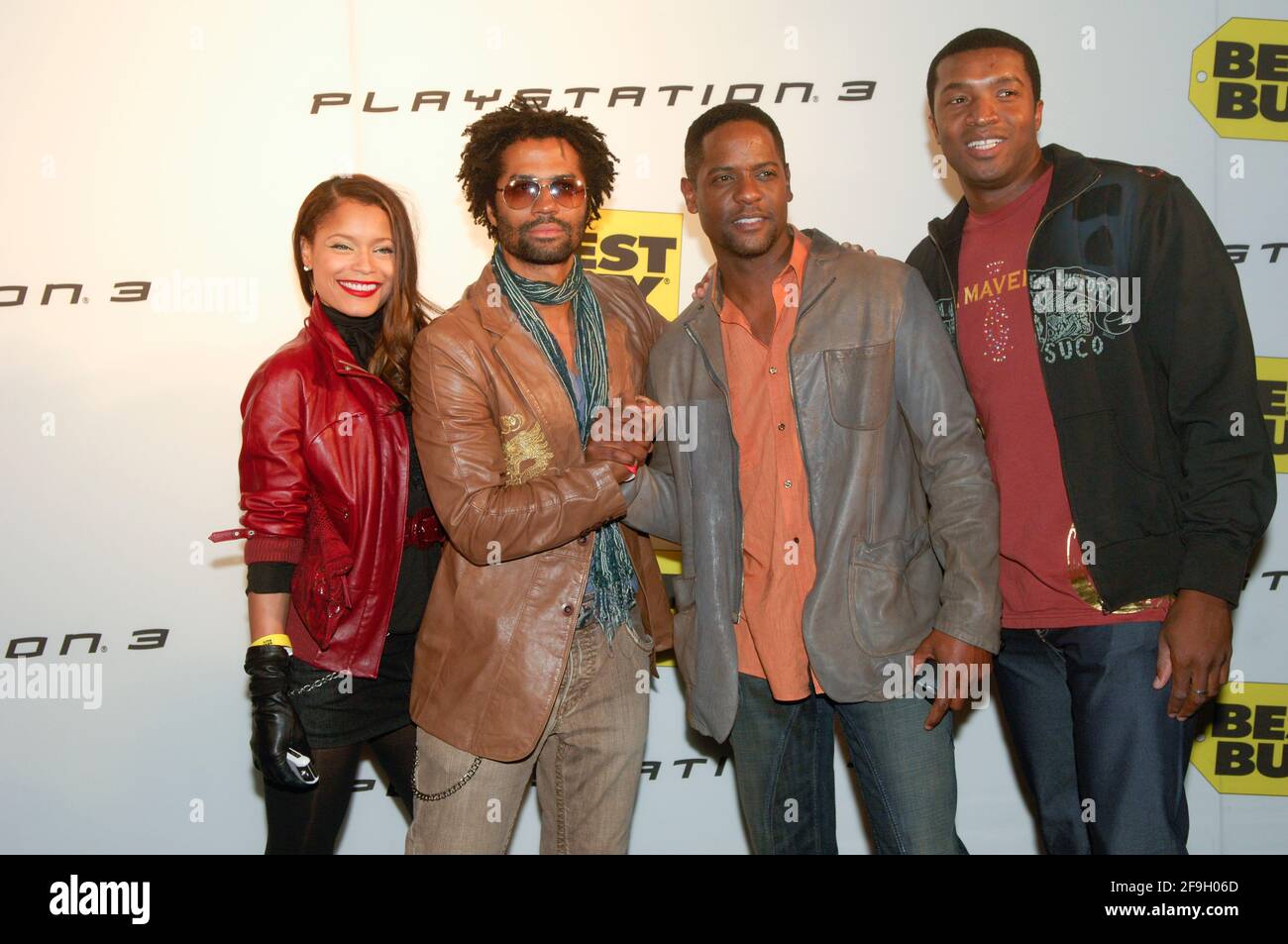 L-R) Blu Cantrell, Eric Benet, Blair Underwood and Roger Cross attends  arrivals for Launch of the New PLAYSTATION 3 ay Best Buy West Hollywood on  November 16, 2006 in Los Angeles, California