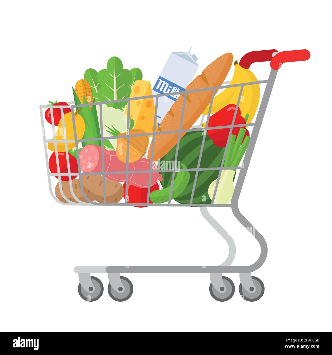 Full shopping supermarket cart Stock Vector Image & Art - Alamy