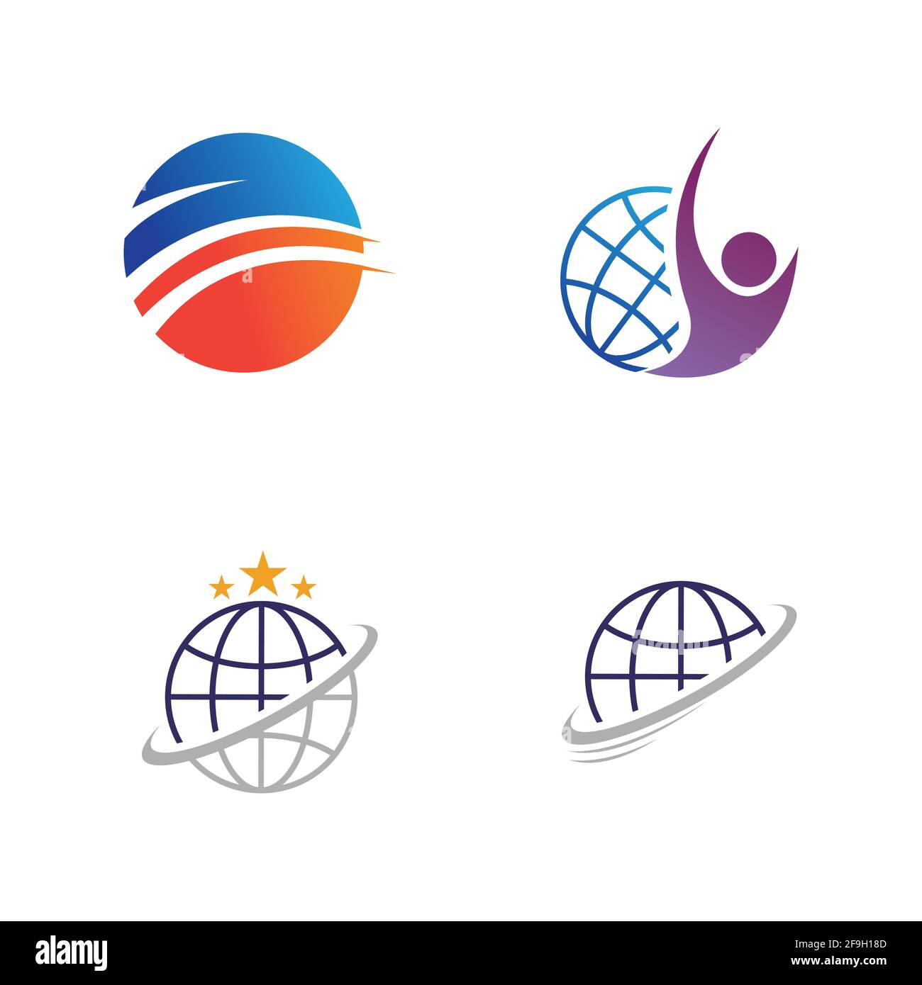 creative global vector logo set illustration design template Stock Vector