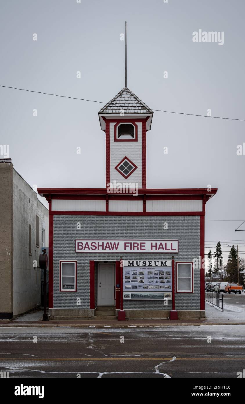 Bashaw, Alberta April 11, 2021 Historic Bashaw Fire Hall on main