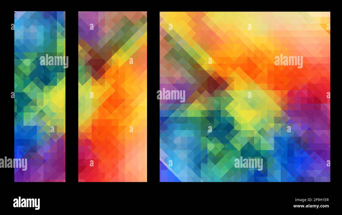 Abstract multicolored background from squares. Rainbow mosaic. Vector illustration Stock Vector