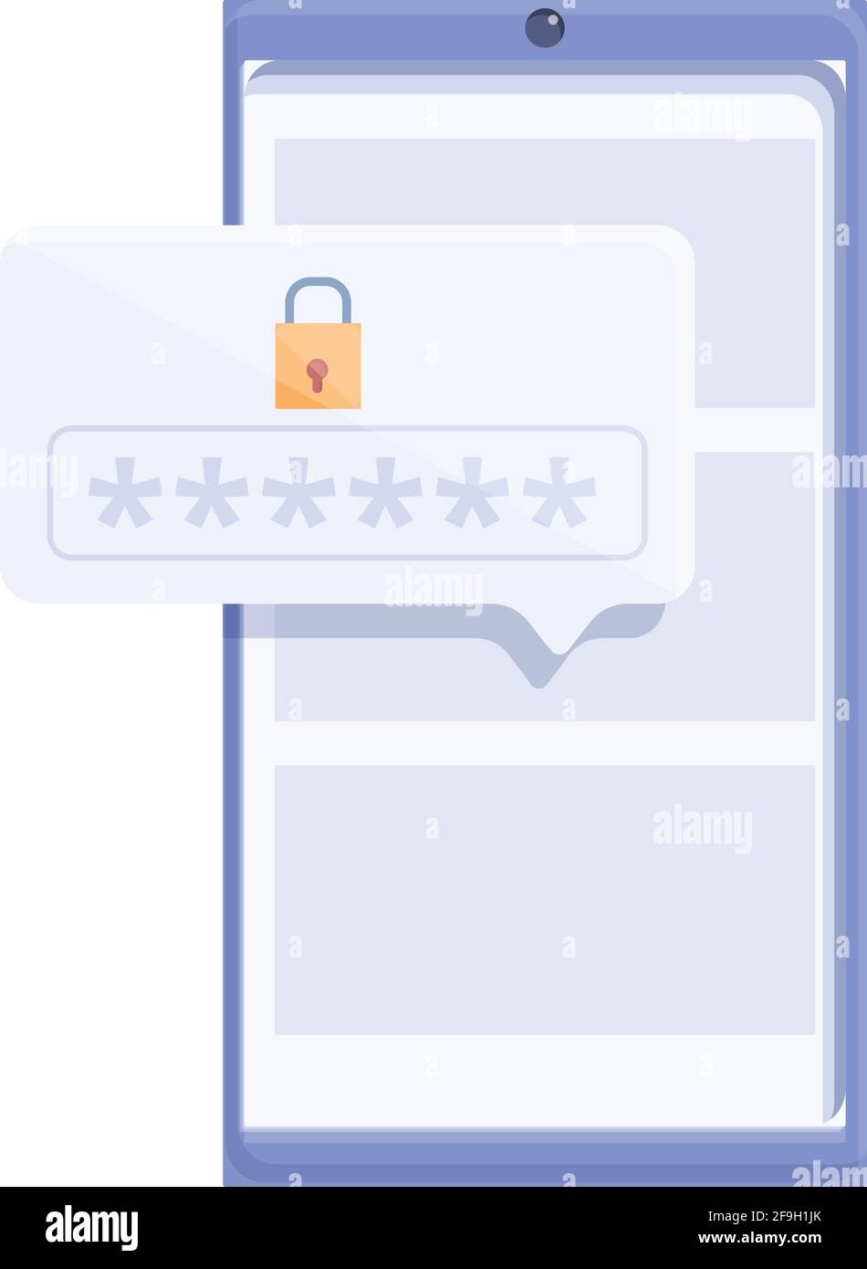Phone digital password protection icon. Cartoon of Phone digital ...