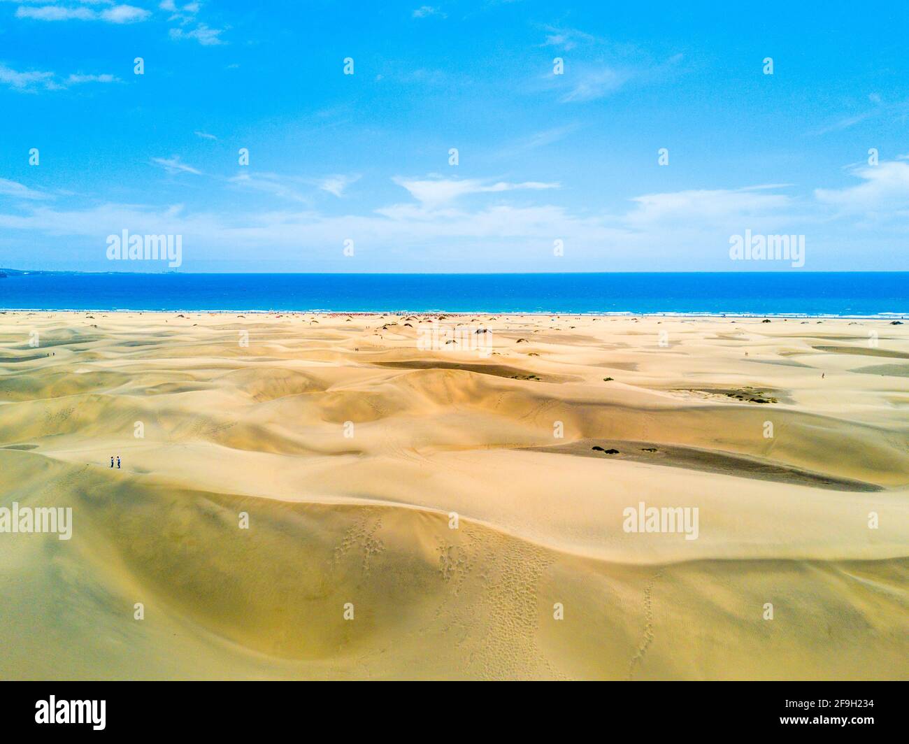 A bird's eyeshot of the scenic desert by the Atlantic ocean coast Stock Photo