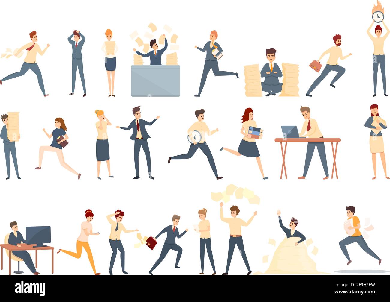 Rush job icons set. Cartoon set of rush job vector icons for web design Stock Vector