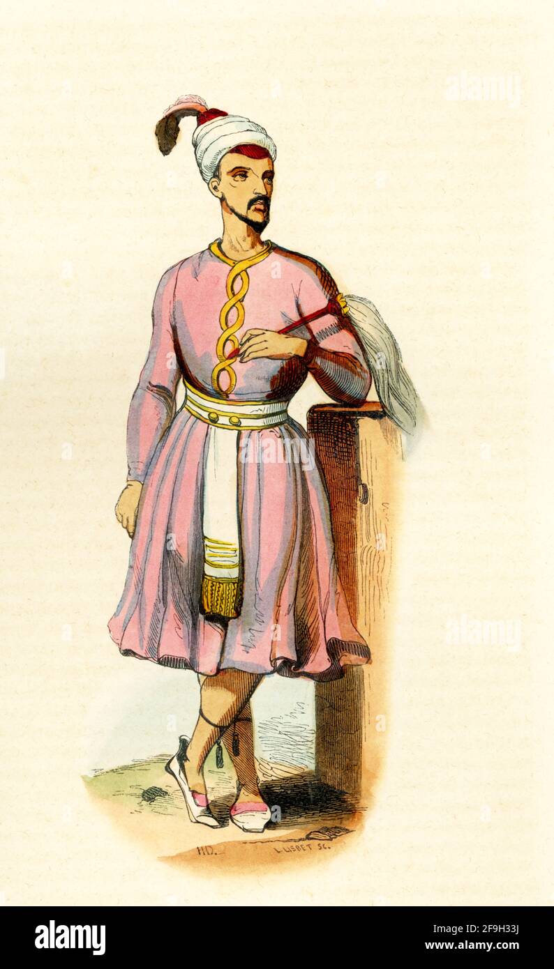 This illustration shows a groom in Calcutta in 1840s. Stock Photo