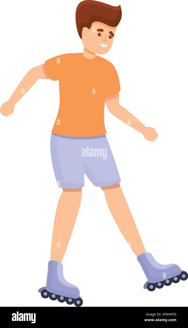 Boy happy rollerblading icon. Cartoon of Boy happy rollerblading vector ...