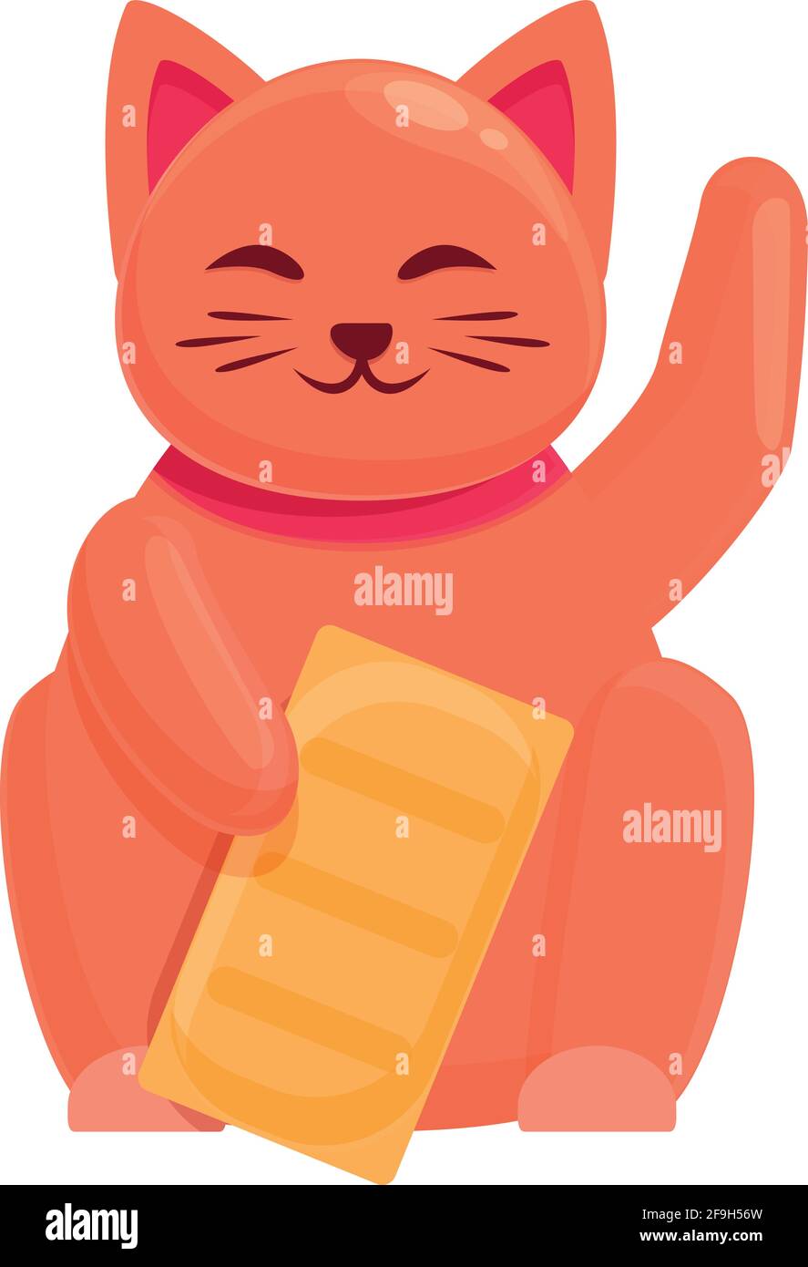 Red lucky cat icon. Cartoon of Red lucky cat vector icon for web design