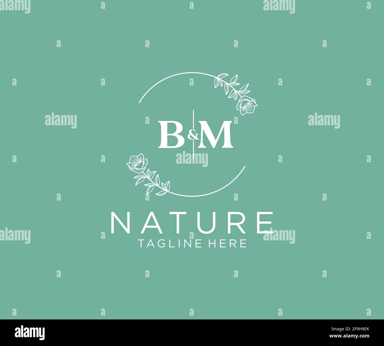 BM letters Botanical feminine logo template floral, editable premade ...