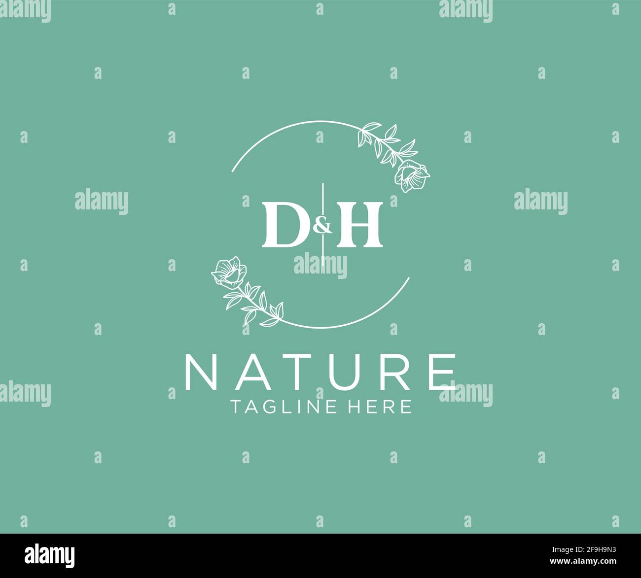 DH letters Botanical feminine logo template floral, editable premade ...