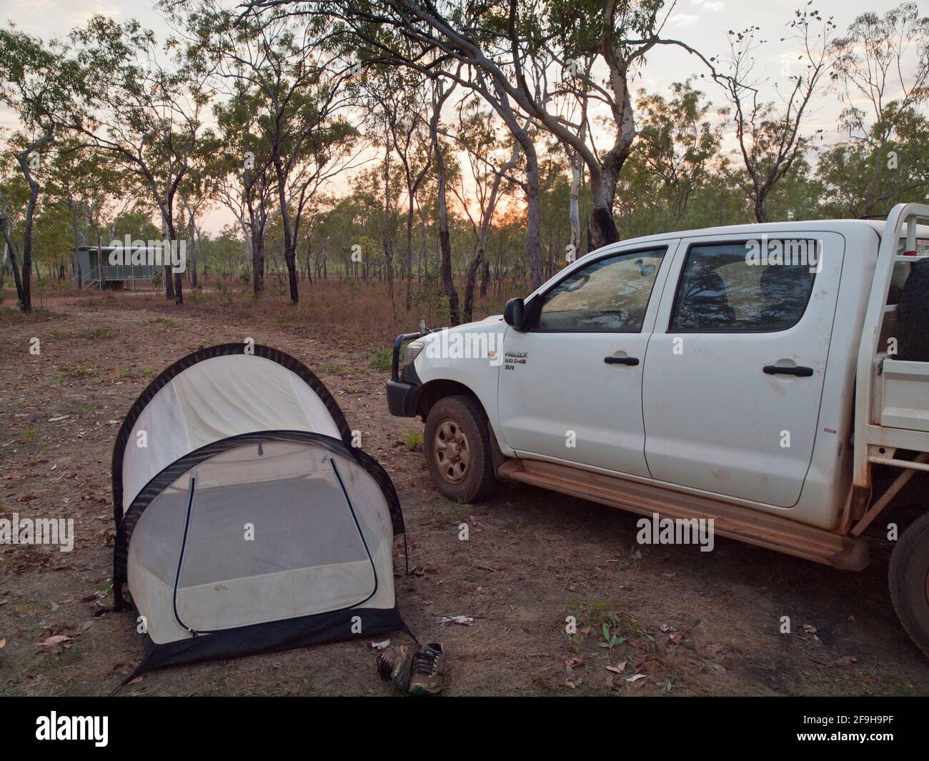 Car camping at Munurru campground, Mitchell Plateau, East Kimberley, Western Australia Stock Photo