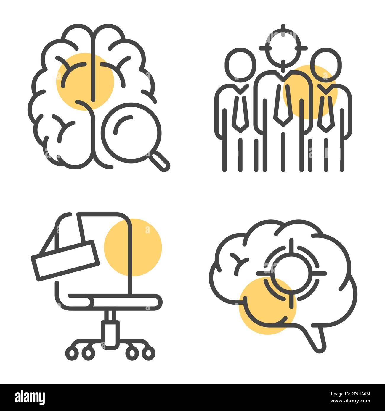 Set of outline icons for recruitment campaign in office. Hiring process