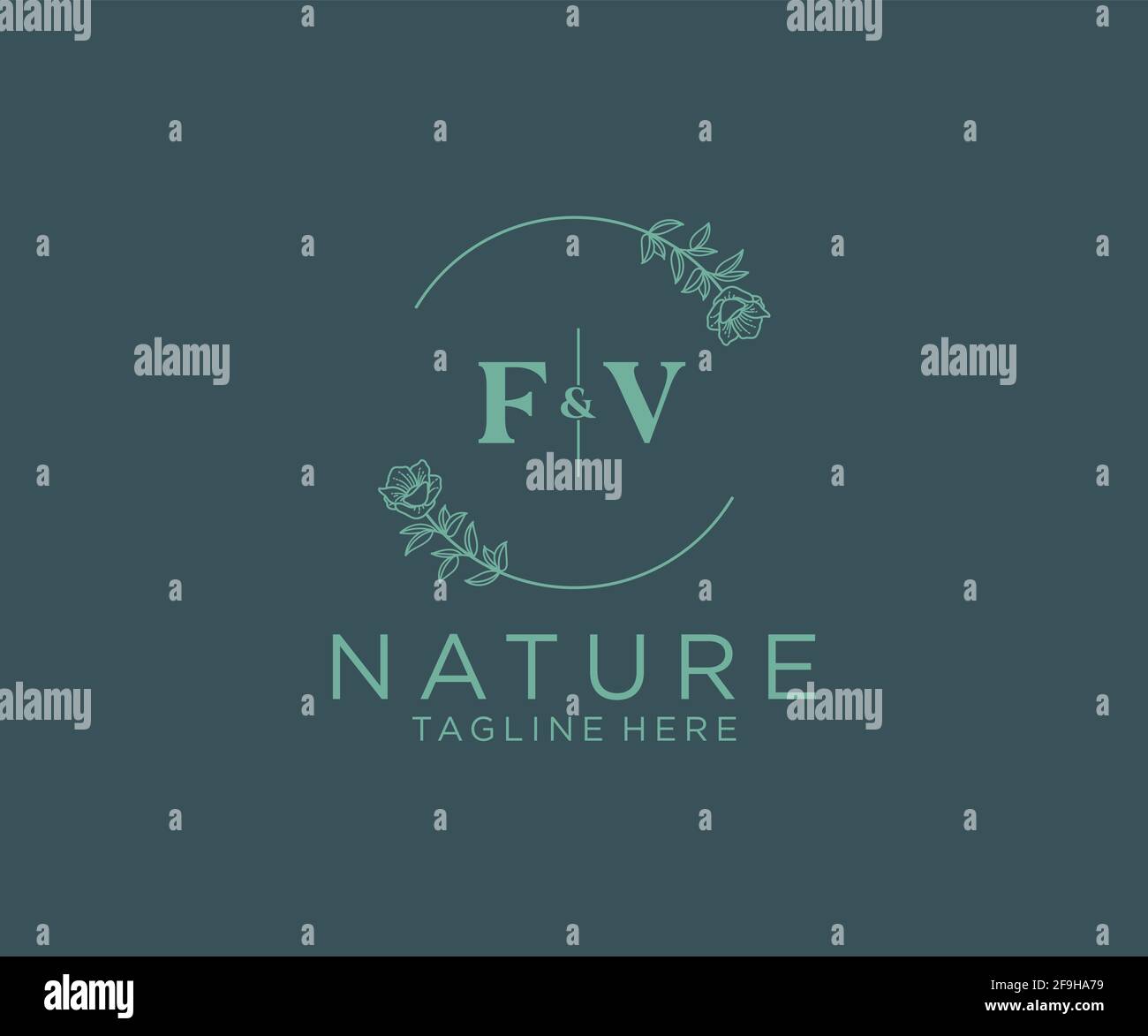 FV letters Botanical feminine logo template floral, editable premade ...