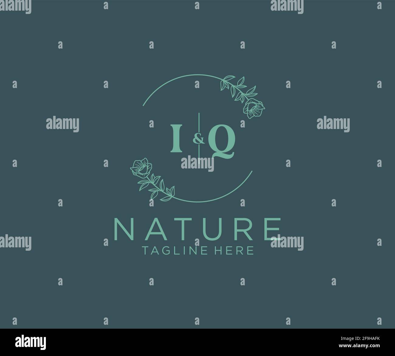IQ letters Botanical feminine logo template floral, editable premade ...