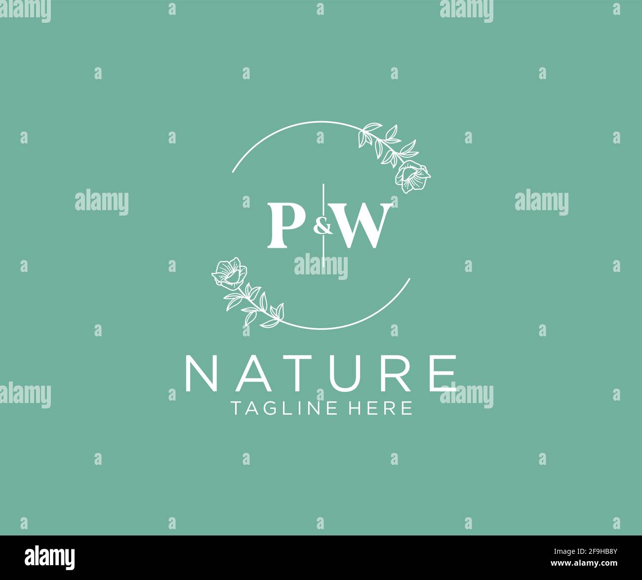 PW letters Botanical feminine logo template floral, editable premade ...