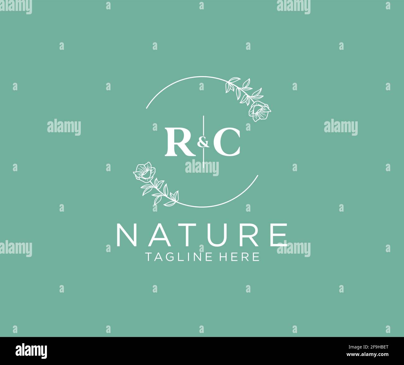 RC letters Botanical feminine logo template floral, editable premade ...