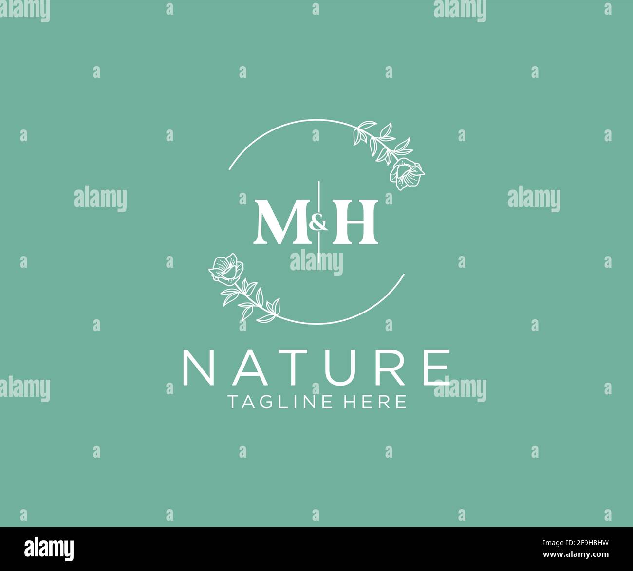 MH letters Botanical feminine logo template floral, editable premade ...