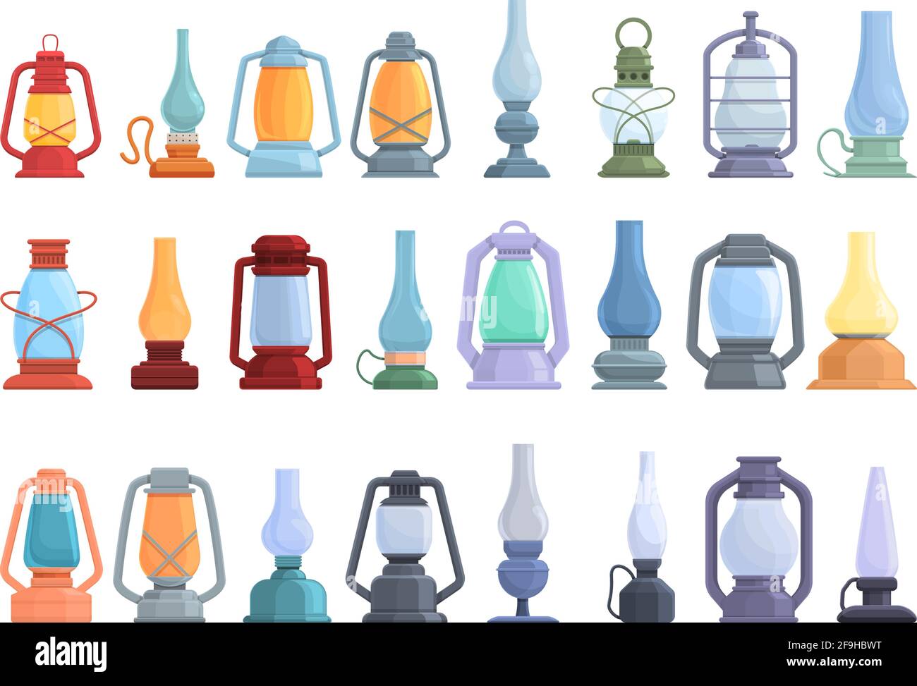 Kerosene icons set. Cartoon set of kerosene vector icons for web design Stock Vector