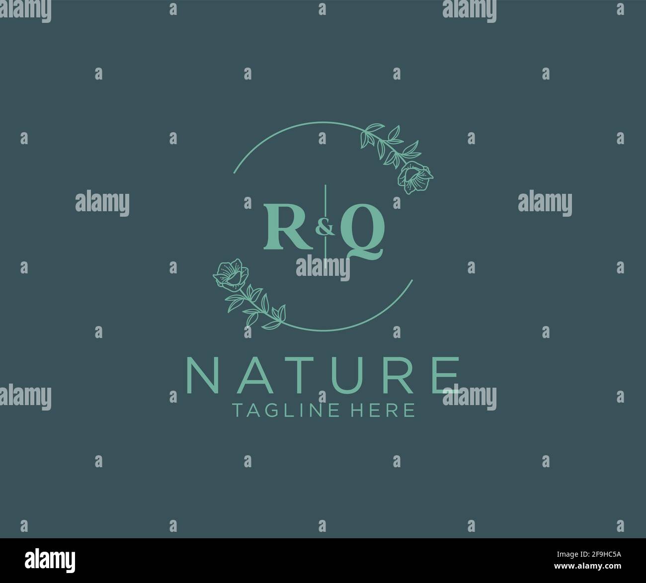 RQ letters Botanical feminine logo template floral, editable premade ...
