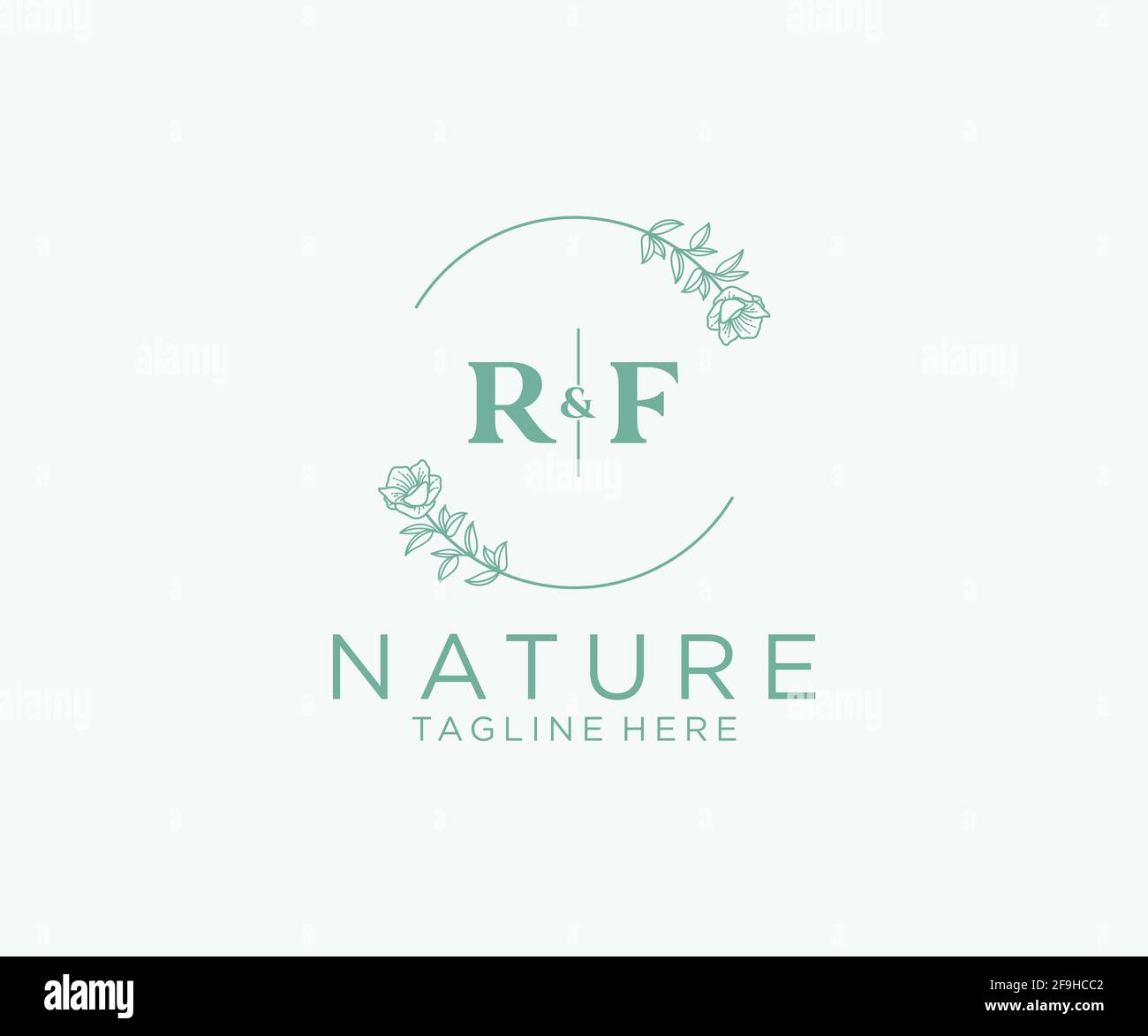 RF letters Botanical feminine logo template floral, editable premade ...