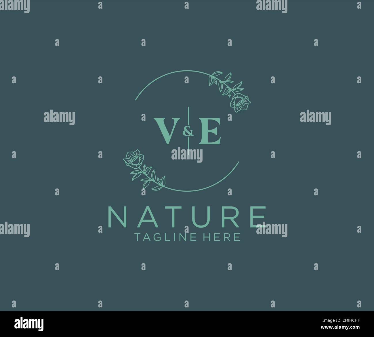 VE letters Botanical feminine logo template floral, editable premade ...
