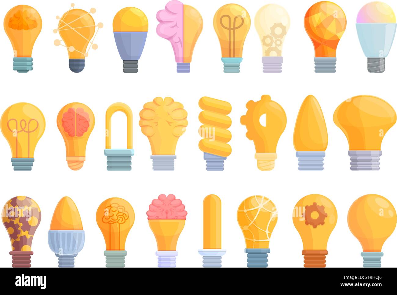 Smart Lightbulb Icons Set Cartoon Set Of Smart Lightbulb Vector Icons For Web Design Stock 