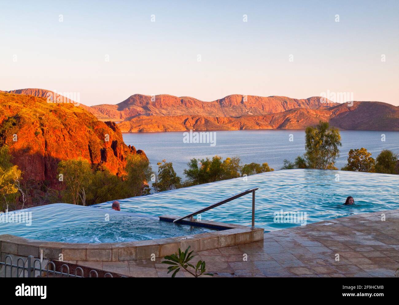 Infinity Pool and Lake Argyle, Kimberley, Western Australia Stock Photo