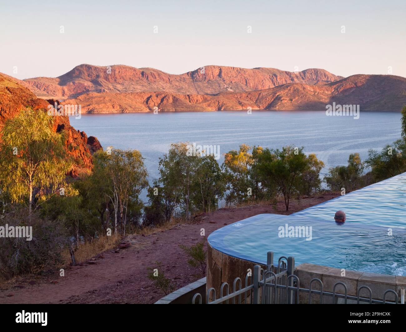 Infinity Pool and Lake Argyle, Kimberley, Western Australia Stock Photo