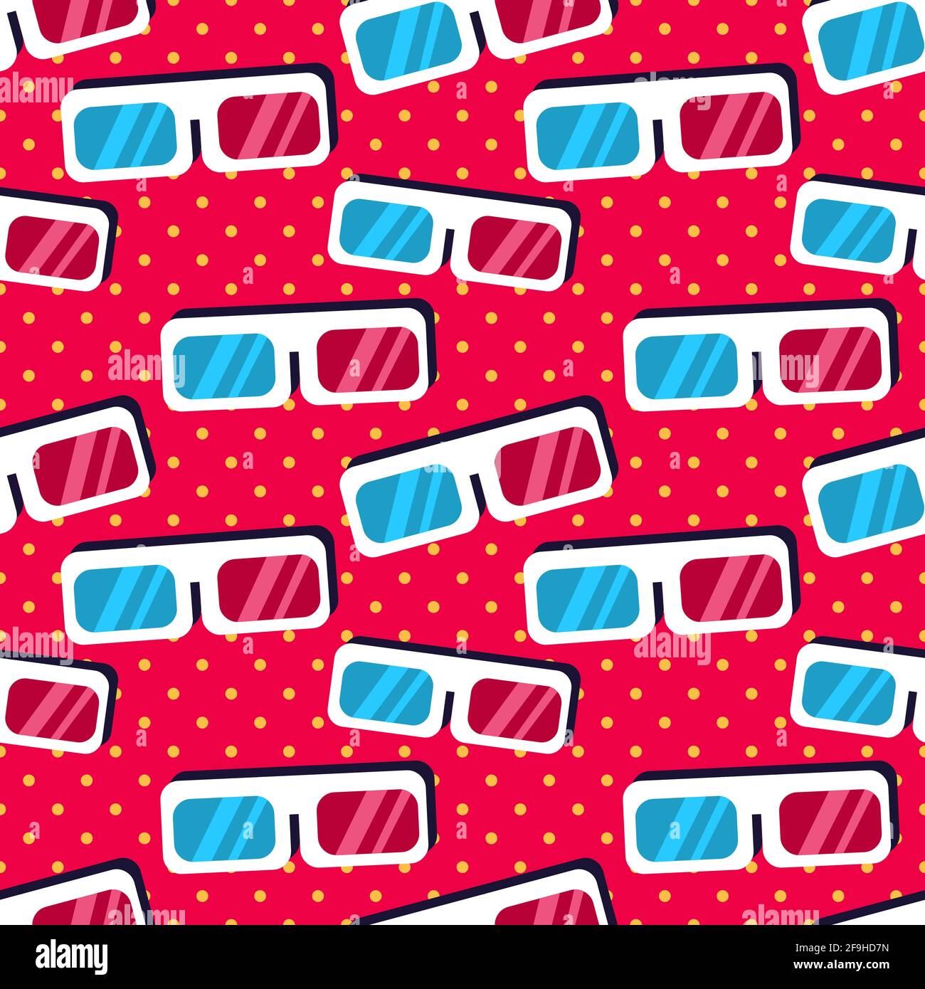 3d glasses seamless pattern vector illustration Stock Vector Image