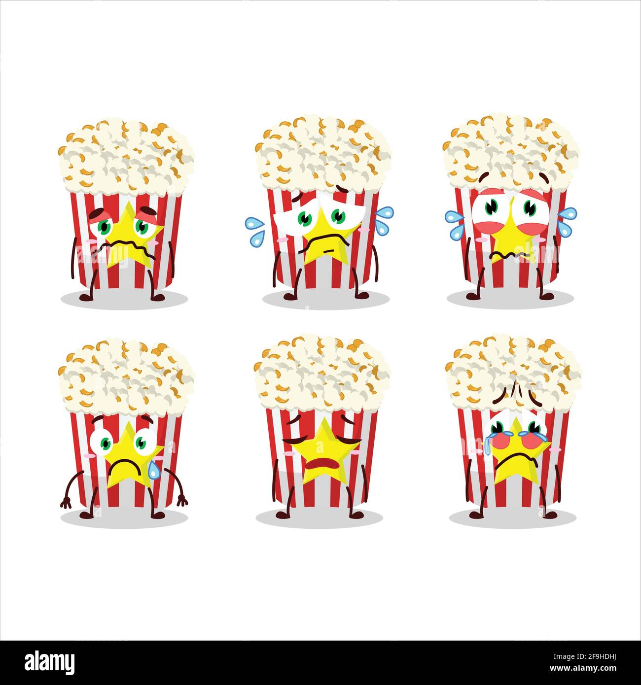 Pop corn cartoon character with sad expression. Vector illustration ...