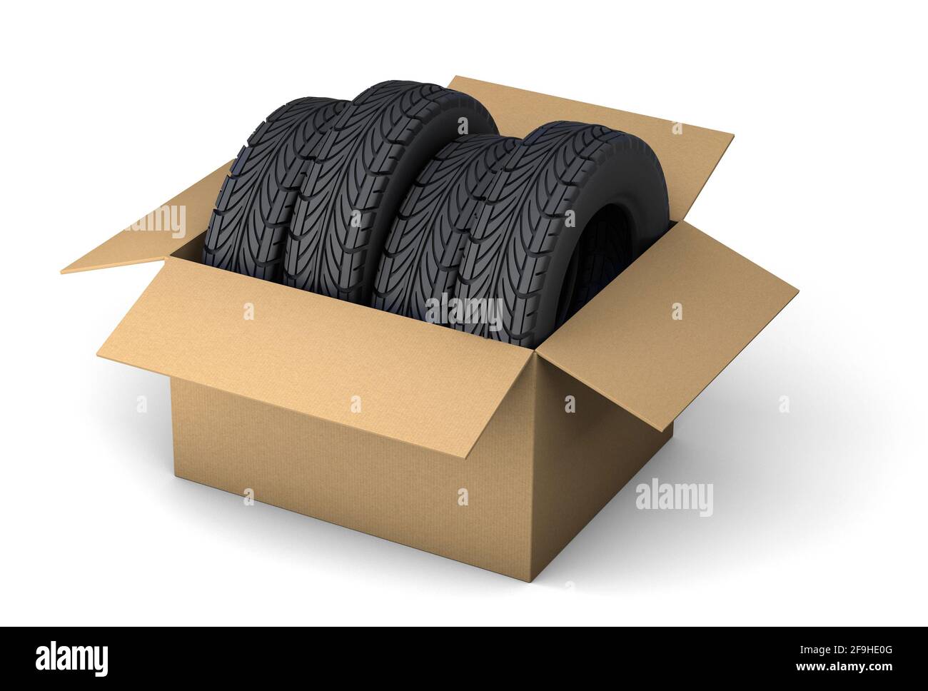 Delivery of tires. Set of four tires in a cardboard box for order