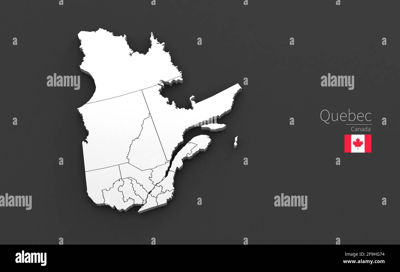 Quebec City Map. 3D Map Series of Cities in Canada. Stock Photo