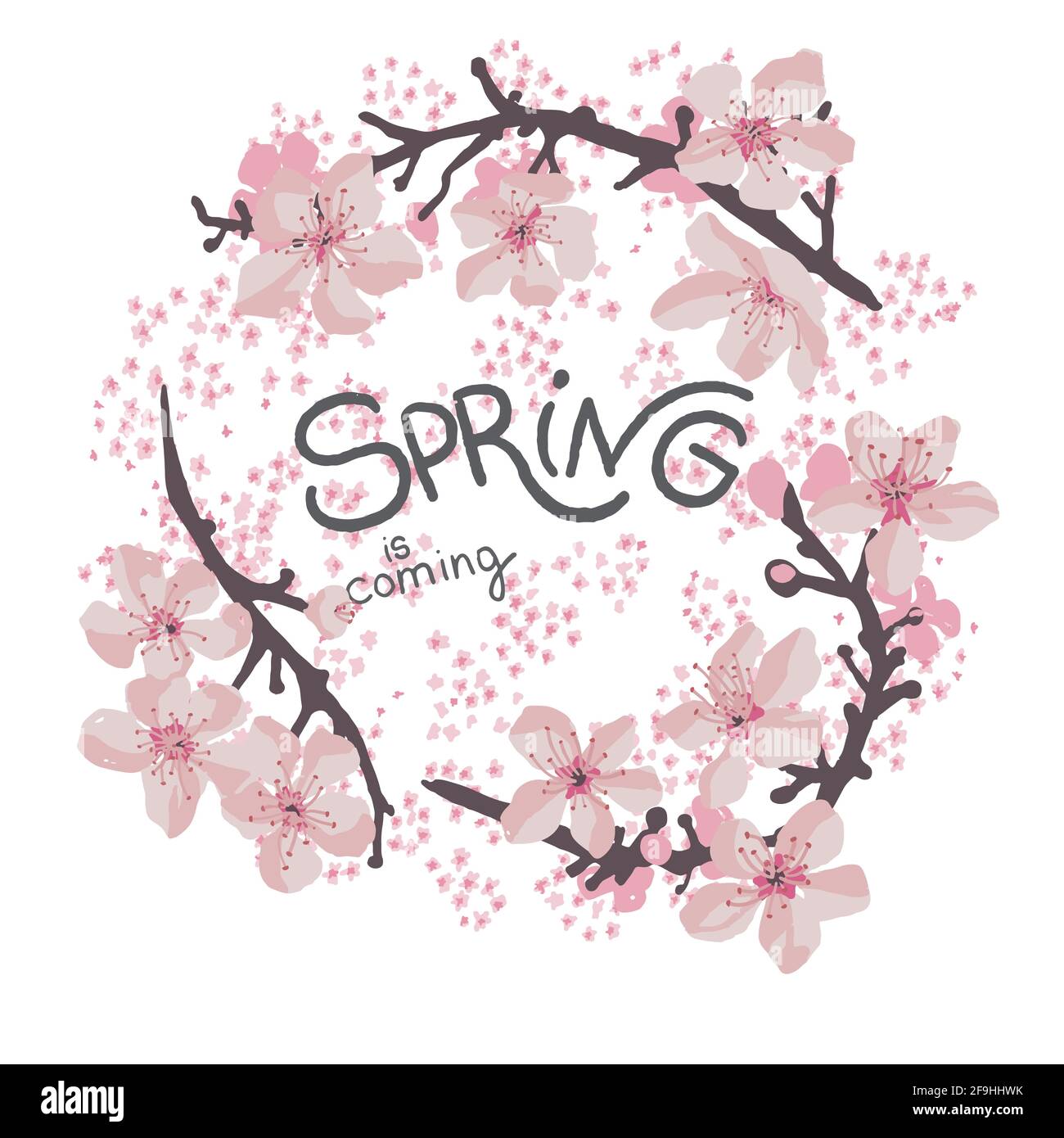 Sakura blooming, cherry tree blossom spring banner Stock Vector