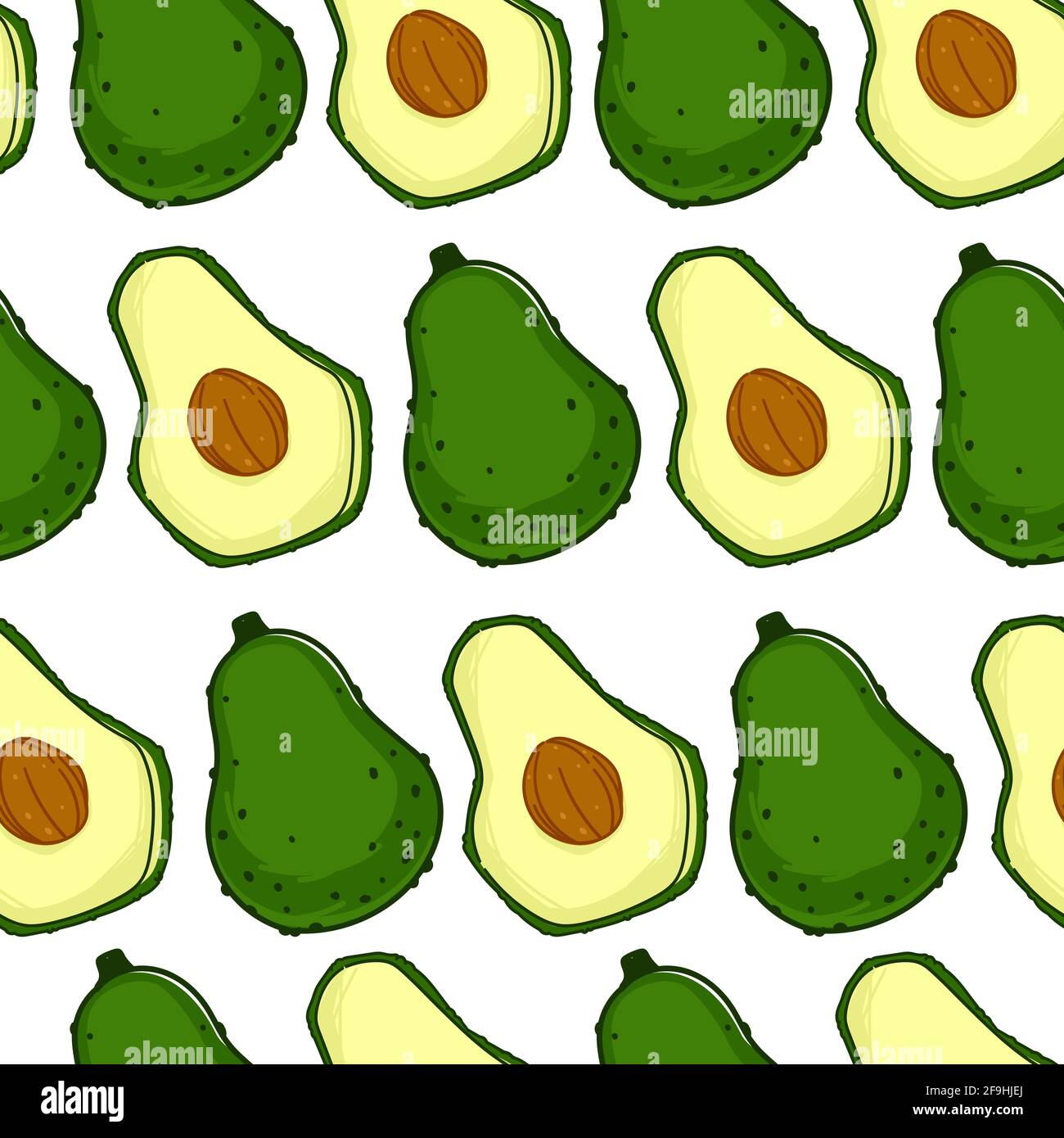 Avocado ripe berry with seed, seamless pattern Stock Vector